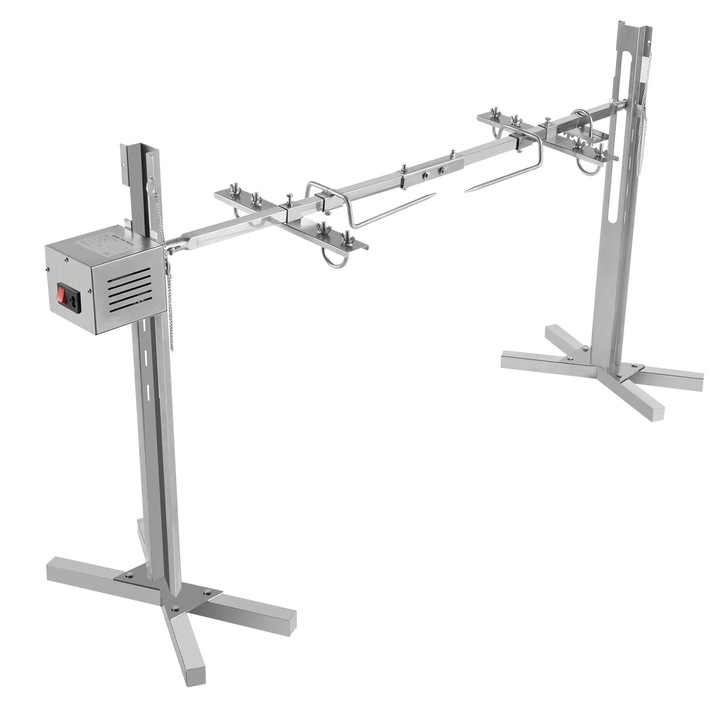 Rotisor Gratar, Inaltime Ajustabila, Otel Inoxidabil, 136x39x75cm, Capacitate Maxima 40kg