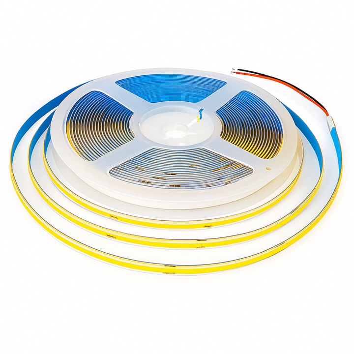 Banda LED COB 24V 10W, lumina calda 2700K, 8 mm, IP20, rola 5m