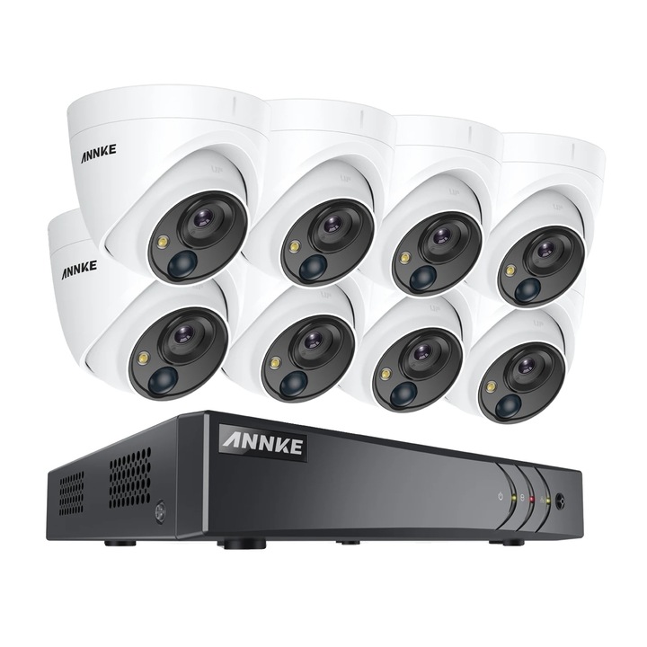 Kit Supraveghere 8 Canale, 4 Camere 5MP, Comunicare Audio Bidirectionala, HDD 4T
