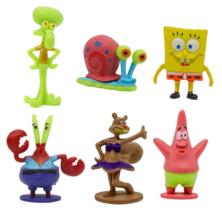 Set de 6 figurine miniaturale pentru prajituri, PVC ecologic, design reutilizabil de desene animate, Pentru Fete si Baieti, Petreceri de Nastere, Decoratiuni Tematice, Cadouri Copii, Ideal pentru decorarea fluturilor, Obiecte decorative