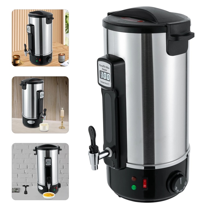 Topitor de ceară electric, 10, 8L, oțel inoxidabil, negru, ușor de curățat