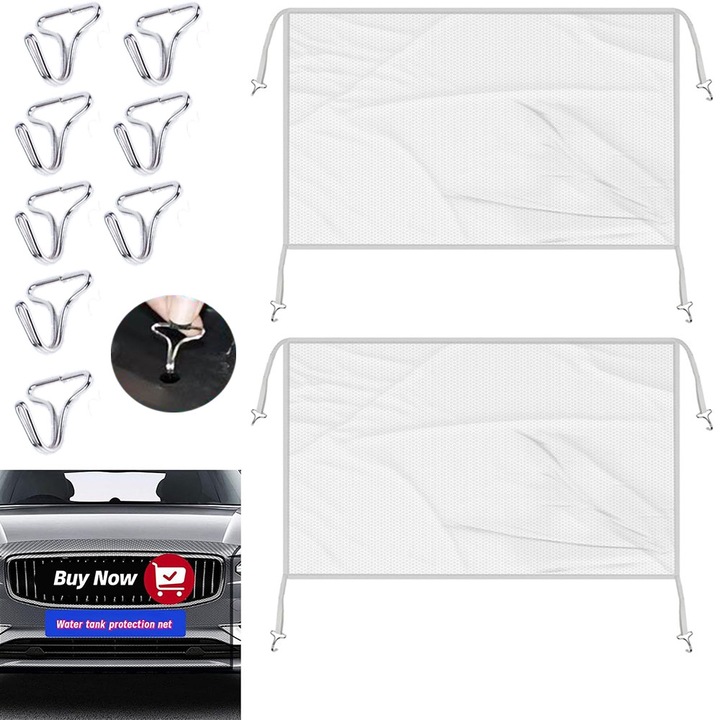 Védőháló autótartályokhoz, porháló az első légbeömlőkhöz, megakadályozza a kövek, por és levelek bejutását a motortérbe, a legtöbb autóhoz alkalmas (2 db-os szett, fehér)