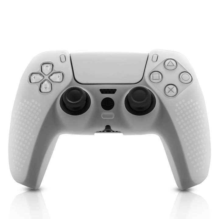 Husa pentru controller PlayStation 5, AllizBan®, silicon, anti-derapant, Alb