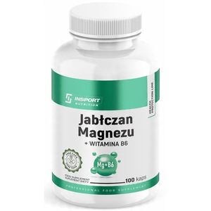 Magneziu malat + Vitamina B6 100 capsule – 243 mg Mg, 4 mg B6, Muschi, oboseala, sistem nervos, energie – INSPORT