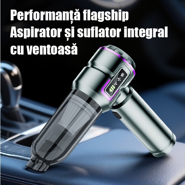 Aspirator de mana,3 in 1 Portabil Aspirare/Suflare/Sigilare, tehnologie fara perii,16000pa,80000RPM,3 viteze,10 accesorii, baterie 3x2000Mah, Autonomie 20 min, Curatare Uscata a Prafului si Murdariei, uz rezidential/auto/office, Silver