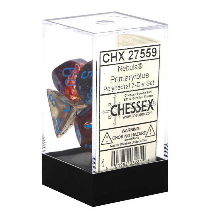 7 darabos Chessex dobókocka készlet, Nebula, Luminary, Elsődleges/Kék