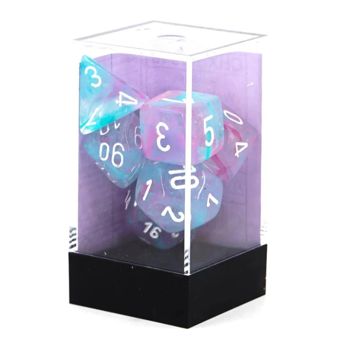 7 darabos Chessex dobókocka készlet, Nebula, Luminary, Wisteria/Fehér