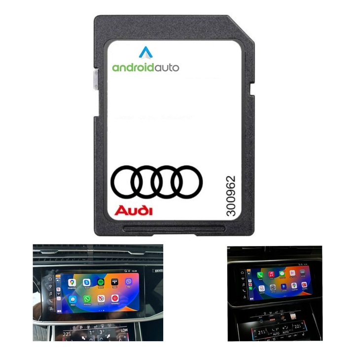 SD Card Audi activare Android Auto pentru navigatie A1, A6, A7, A8, Q3, Q7, Q8, e-tron (2018–2023), 32 GB, Smart Interface, Waze, Google Maps, Spotify