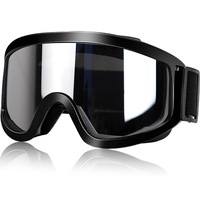 Ochelari protectie ski, Marime universala, design dublu strat, protectie UV/anti aburire/spargatoare de vant, Un camp vizual mai larg, TPU/Policarbonat, Unisex, pentru snowboard, reglabil, Negru