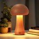 Lampa portabila fara fir, veioza din lemn in forma de ciuperca, lampa de veghe modern, acumulator reincarcabil, 16cm, pentru birou, dormitor, living sau sufragerie, Lumina calda si relaxanta, ideala pentru un decor autentic si confortabil