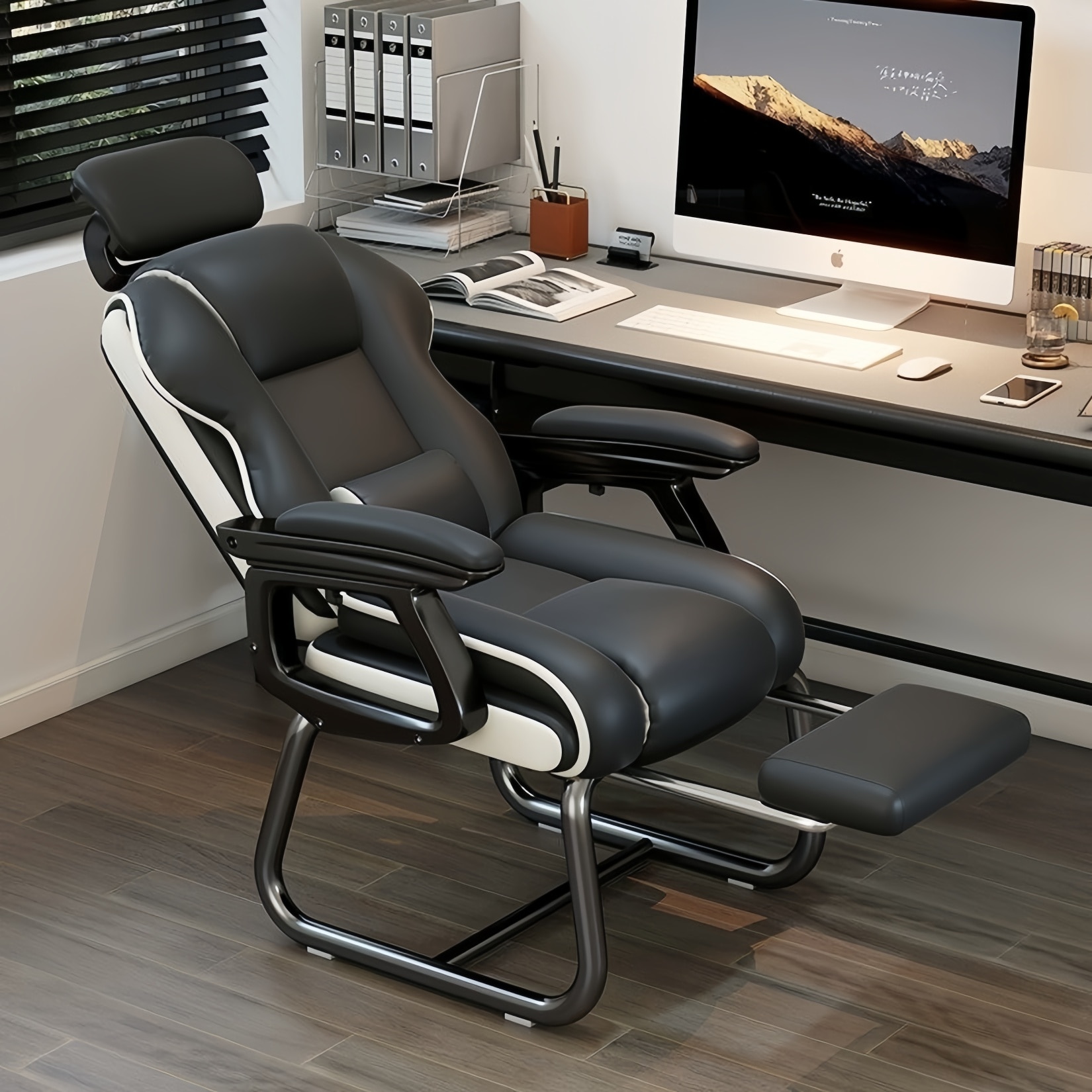 Jfyu JFYU® ergonomikus irodai szék, irodai szék kihúzható lábtartóval és ...