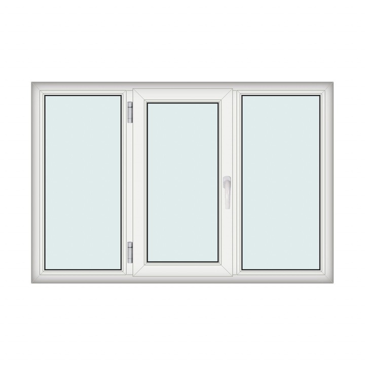 Fereastra 180x120cm, 3 canate, alb, stanga si rabatare, Klass, 7cm, 6 camere, 2 garnituri