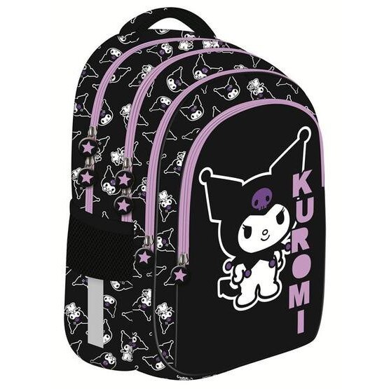 Ghiozdan scolar ergonomic, Kuromi Negru - 4 compartimente - negru