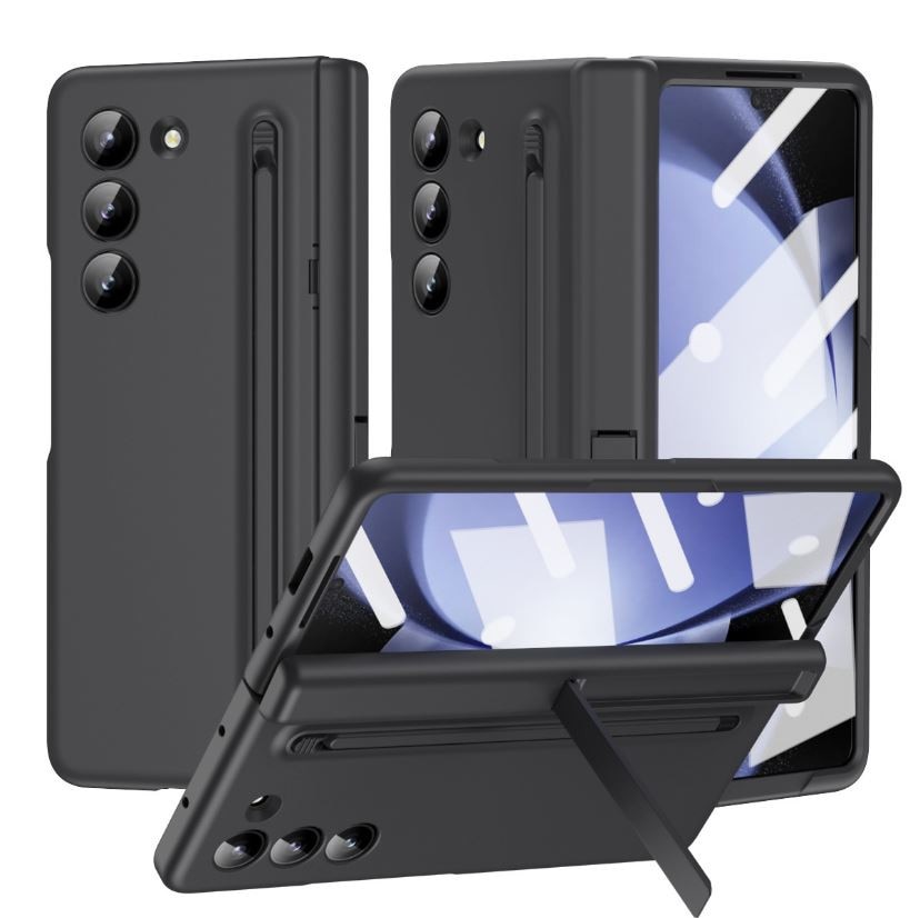 Husa cu Suport si Pix Stylus pentru Samsung Galaxy Z Fold8 Ultra, Protectie Ecran din Sticla, Negru