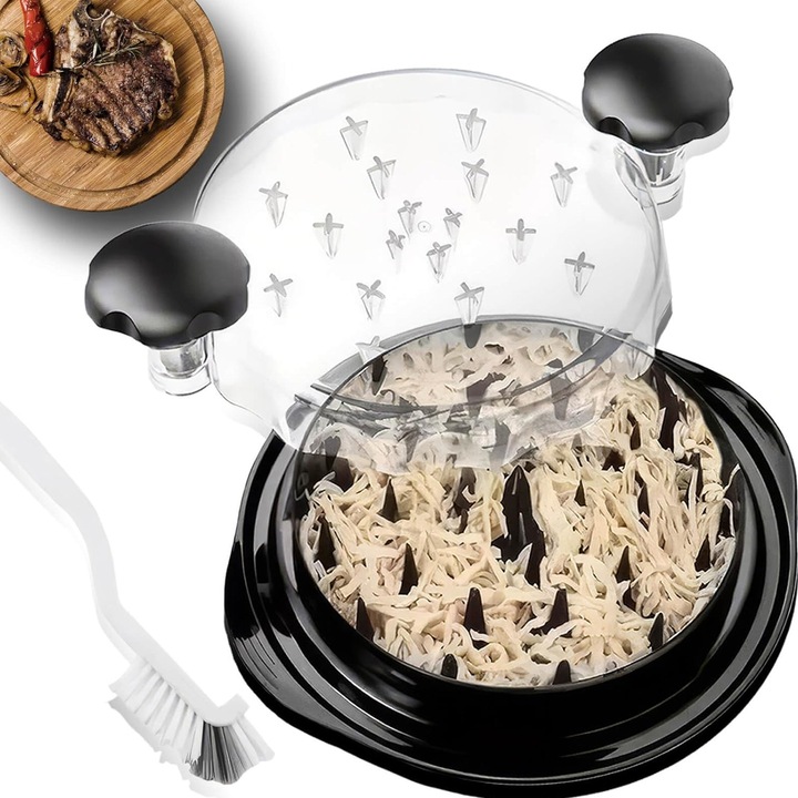 Ръчна месомелачка, Axroad Mall, Мелачка за пиле, С четка за почистване, Термоустойчива и издръжлива, Подходяща за съдомиялна машина, Ергономичен дизайн, Без BPA, За месо, Зеленчуци, Картофи, Пластмаса, 9*25 см, Черна
