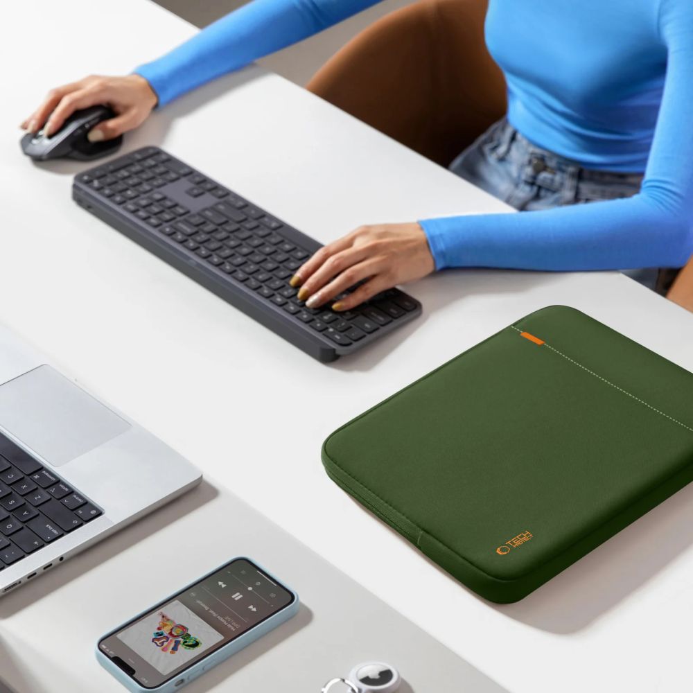 Husa TECH-PROTECT Defender compatibila cu laptop 13/14 inch, Green