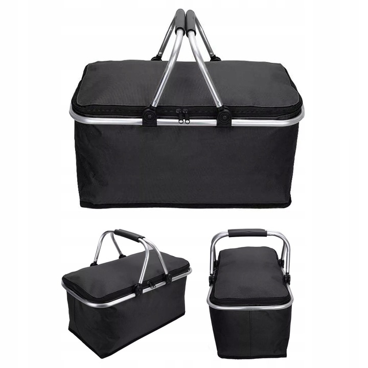 Cos Termic Pliabil Izolat FOTOROB pentru Picnic sau Cumparaturi – Usor si Portabil 41 x 23 x 27 cm negru