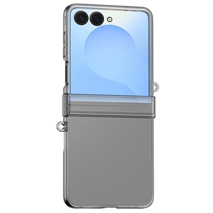 Защитен калъф с панти за Samsung Galaxy Z Flip7, удароустойчив, прозрачен и сив