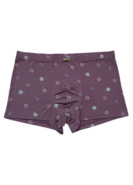 Set 2 boxeri barbati, 40S Modal printat, Inaltime medie, stretch, violet-roz, geometric,3XL-4XL, talie 84-94cm