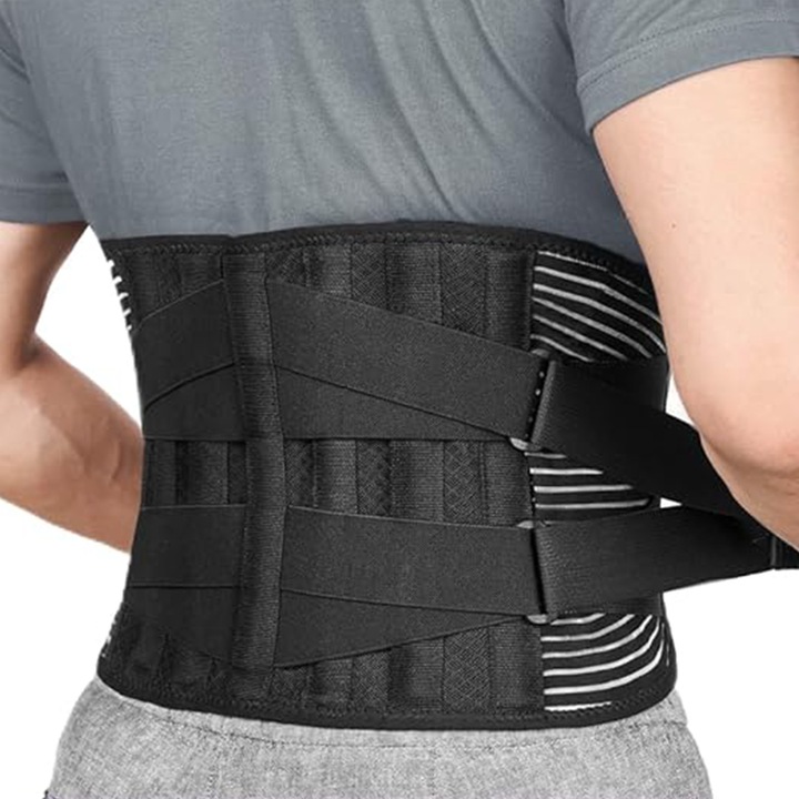 Centura Lombara Premium cu Pad AYSTOAYS®, Suport pentru spate, amelioreaza durerile de spate si mentine coloana dreapta, potrivit pentru barbati si femei, Suport 360° Vertical, Marimea XXL, Talie 110-140 cm