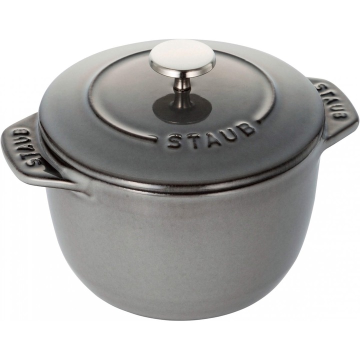 Oala termorezistenta STAUB La Cocotte, 725 ml, grafit, 12 cm, ideala pentru supe si orez