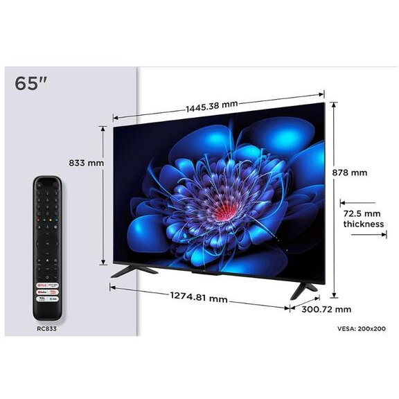 Televizor TCL 65 inch UHD 4K Android TV DVB Audio 2x10W HDR10