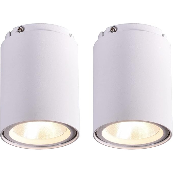 Spot LED de tavan 8 W, pachet de 2, diametru de montaj 60 mm, alb cald, 3000 K, unghi de fascicul 36°, pentru sufragerie, birou, comercial, receptie, hol, sala de sport, alb