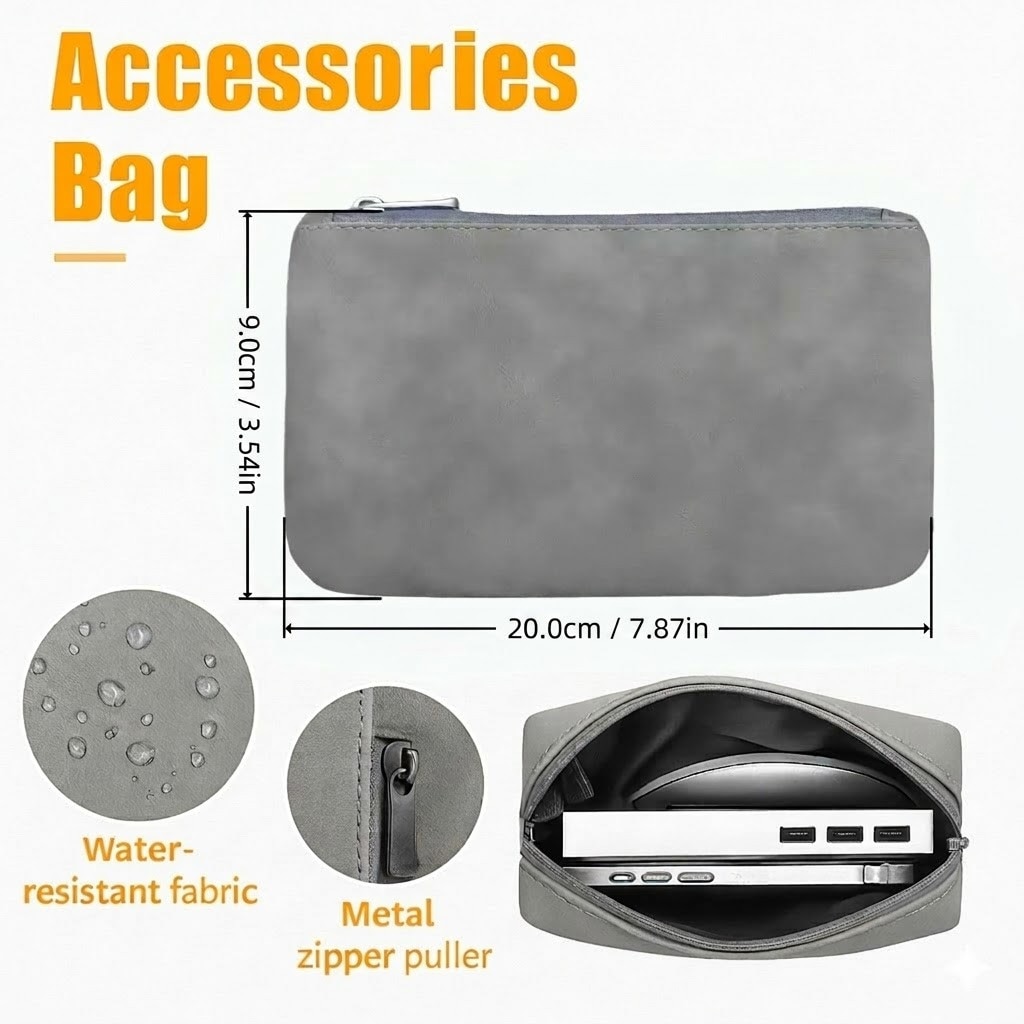 Husa Laptop 13-14 inch, 4 in 1 cu foldable stand, compatibila cu MacBook Air, MacBook Pro, Piele Ecologica, Marime Universala, 28 x 38 cm, Gri titan