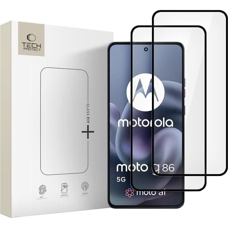 Set 2x Sticla Tech-Protect Glass Fit+ pentru Motorola Moto G86 / G86 Power, transparenta