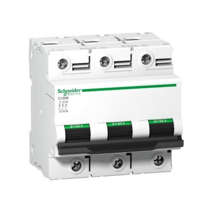 Siguranta automata, 3Poli, 80A, curba de declansare C, capacitate de rupere 20kA, Acti9 C120N, Schneider