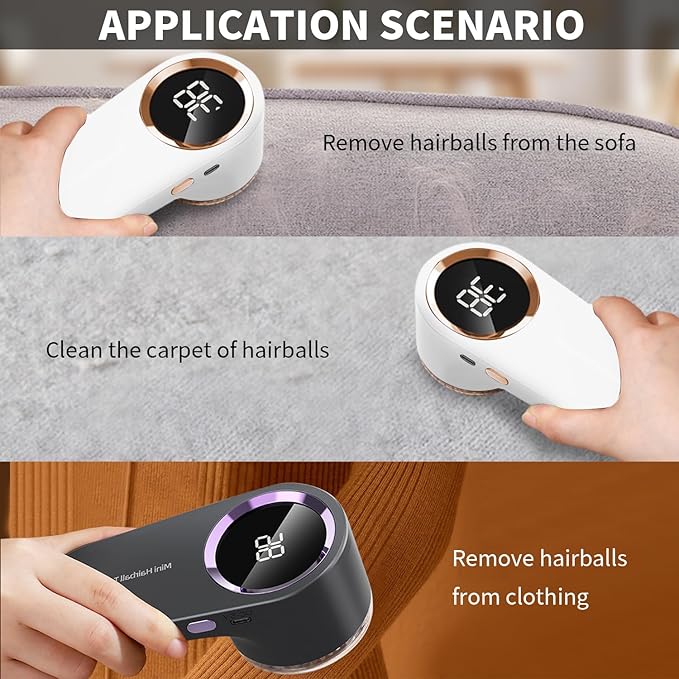 Aparat Electric de Indepartat Scamele Aurov®, 3 Viteze Ajustabile, cu Lame Inox, incarcare USB Type-C, Protectie Dubla Tesaturi, Afisaj Digital LED, Portabil si Potrivit pentru Calatorii, Negru