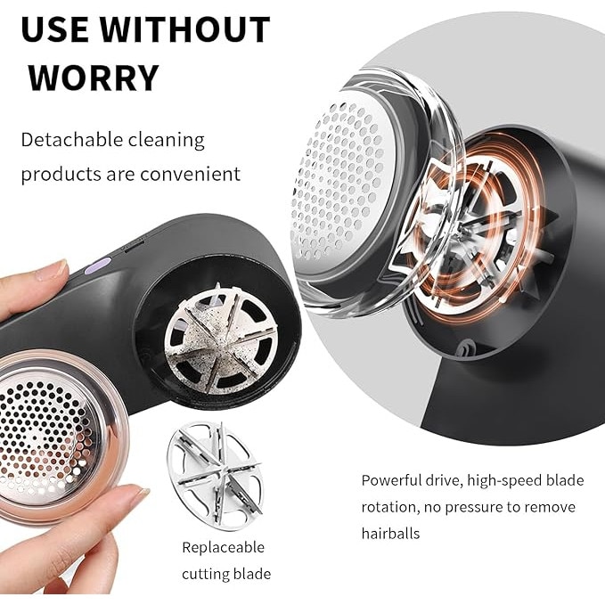 Aparat Electric de Indepartat Scamele Aurov®, 3 Viteze Ajustabile, cu Lame Inox, incarcare USB Type-C, Protectie Dubla Tesaturi, Afisaj Digital LED, Portabil si Potrivit pentru Calatorii, Negru