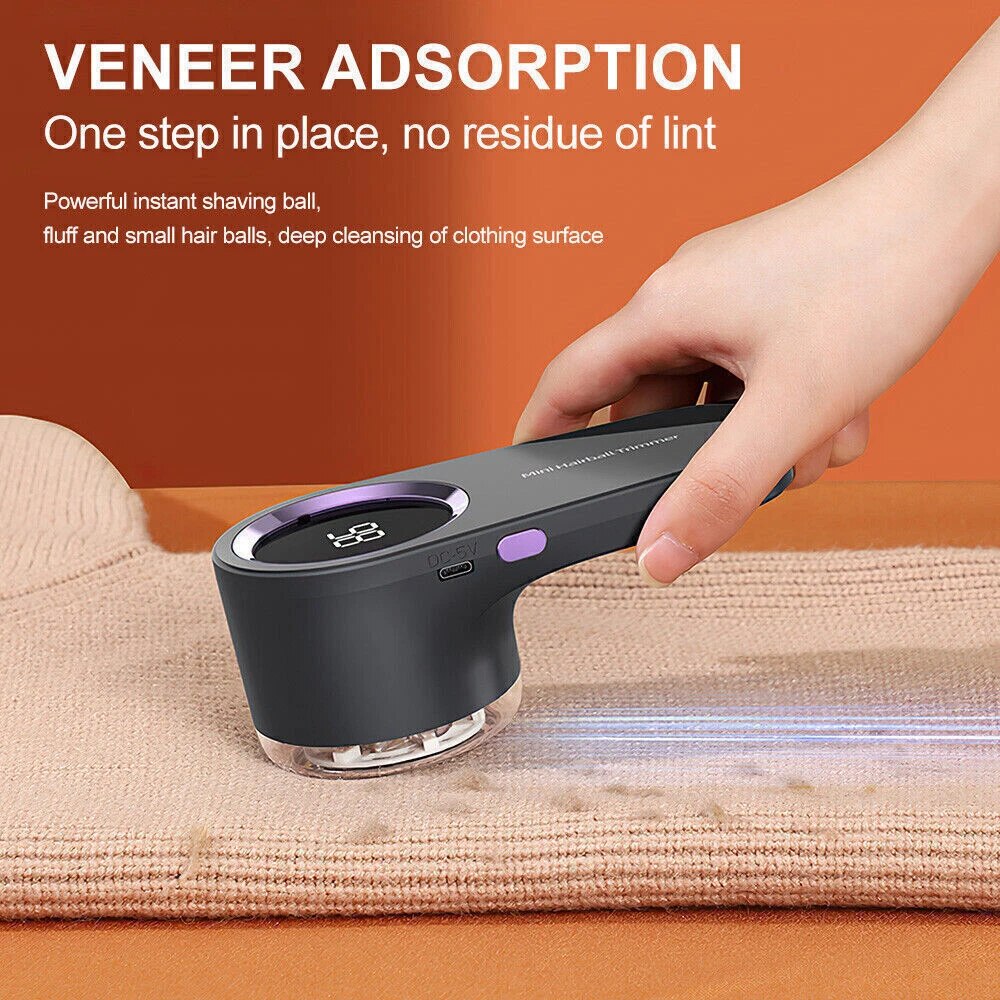 Aparat Electric de Indepartat Scamele Aurov®, 3 Viteze Ajustabile, cu Lame Inox, incarcare USB Type-C, Protectie Dubla Tesaturi, Afisaj Digital LED, Portabil si Potrivit pentru Calatorii, Negru