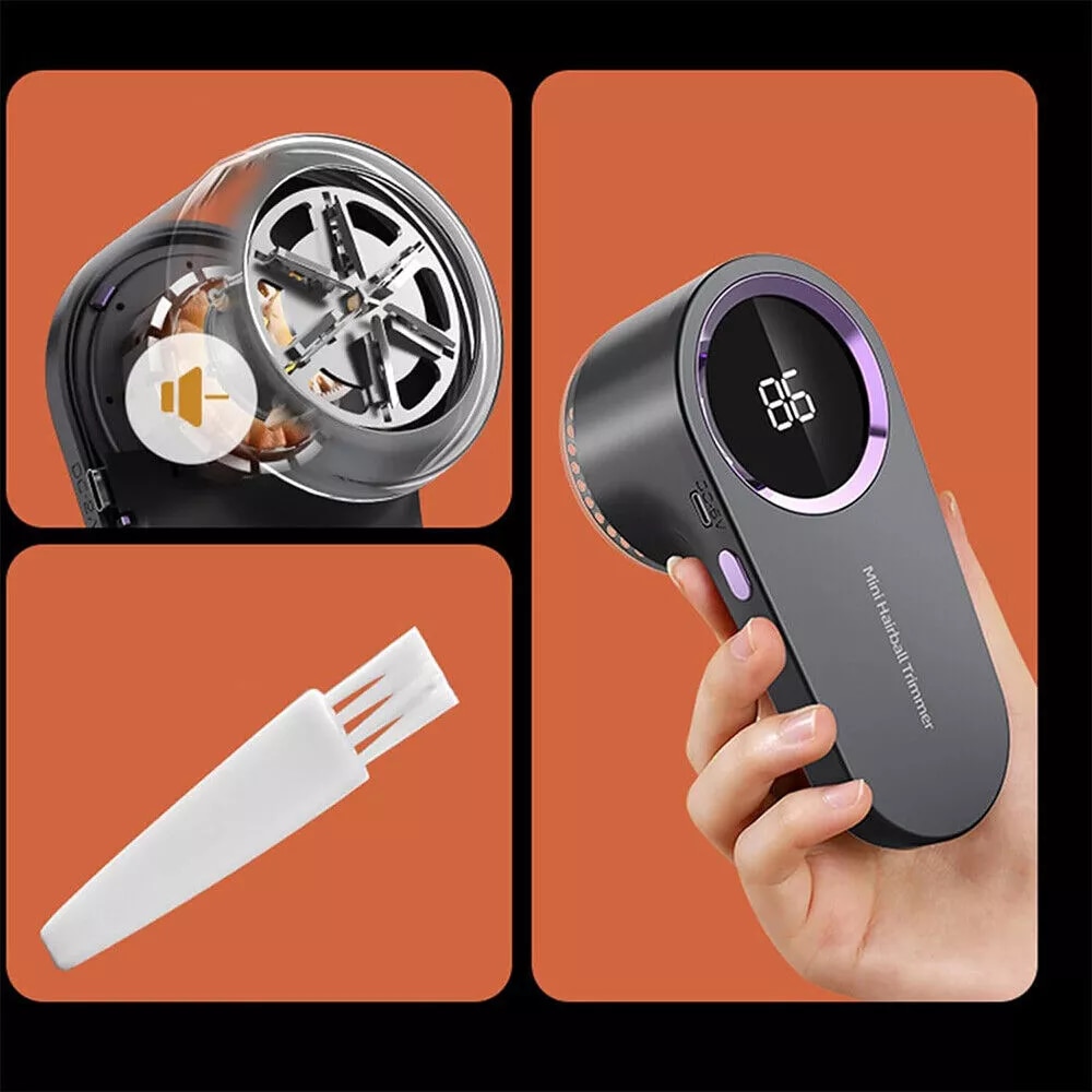Aparat Electric de Indepartat Scamele Aurov®, 3 Viteze Ajustabile, cu Lame Inox, incarcare USB Type-C, Protectie Dubla Tesaturi, Afisaj Digital LED, Portabil si Potrivit pentru Calatorii, Negru