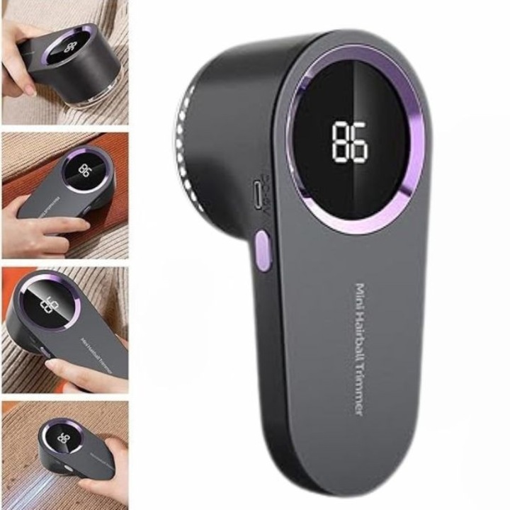 Aparat Electric de Indepartat Scamele Aurov®, 3 Viteze Ajustabile, cu Lame Inox, incarcare USB Type-C, Protectie Dubla Tesaturi, Afisaj Digital LED, Portabil si Potrivit pentru Calatorii, Negru