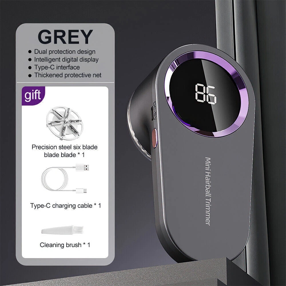 Aparat Electric de Indepartat Scamele Aurov®, 3 Viteze Ajustabile, cu Lame Inox, incarcare USB Type-C, Protectie Dubla Tesaturi, Afisaj Digital LED, Portabil si Potrivit pentru Calatorii, Negru