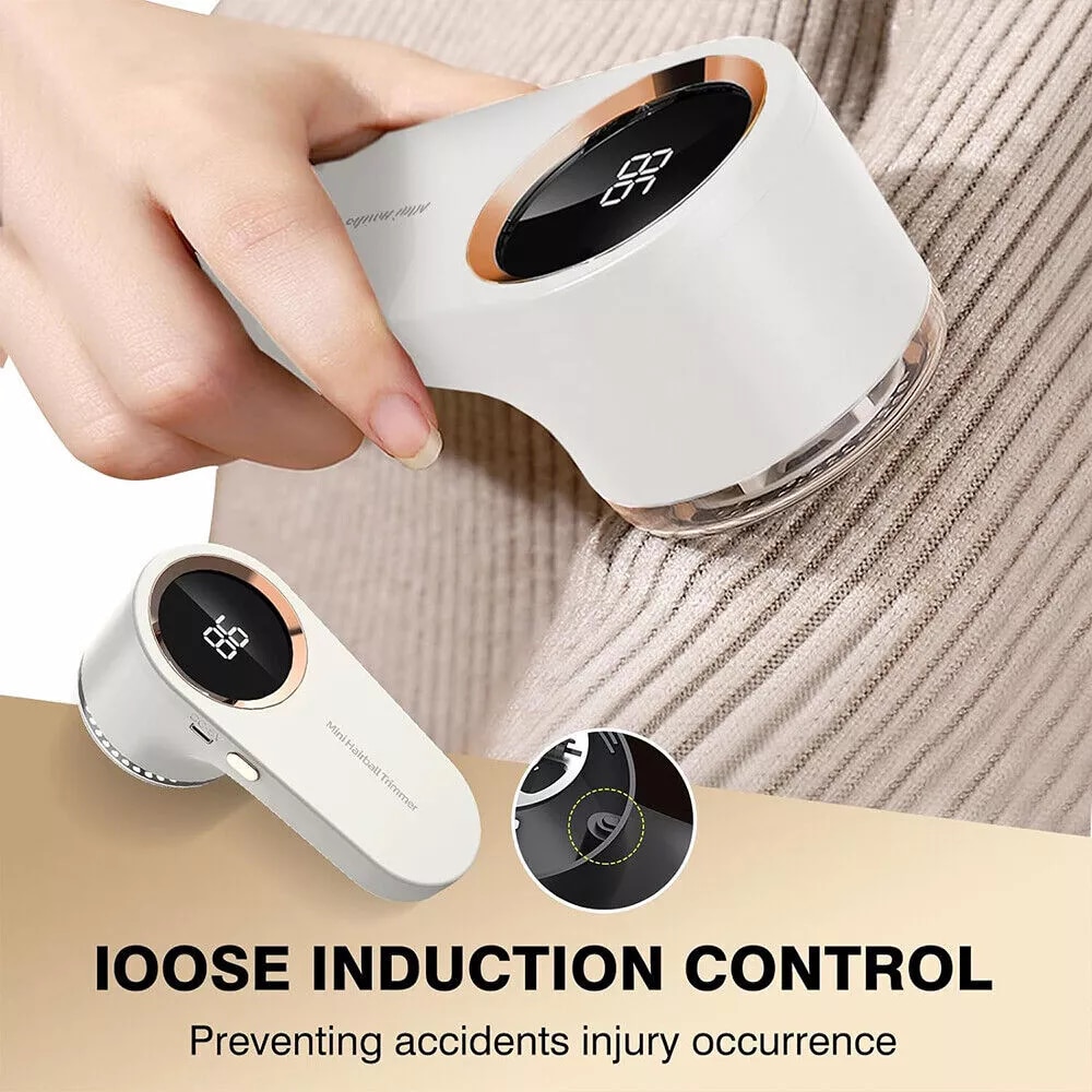 Aparat Electric de Indepartat Scamele Aurov®, 3 Viteze Ajustabile, cu Lame Inox, incarcare USB Type-C, Protectie Dubla Tesaturi, Afisaj Digital LED, Portabil si Potrivit pentru Calatorii, Alb