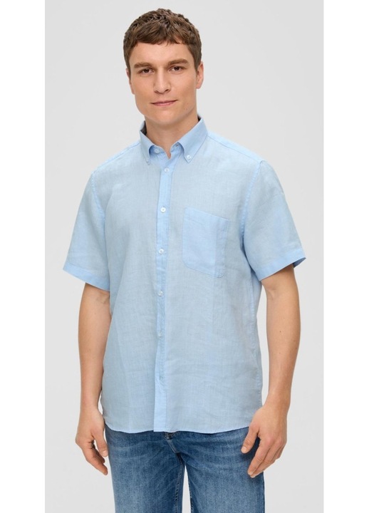 S.Oliver Camasa barbati cu maneca scurta din 100% in, Albastru deschis