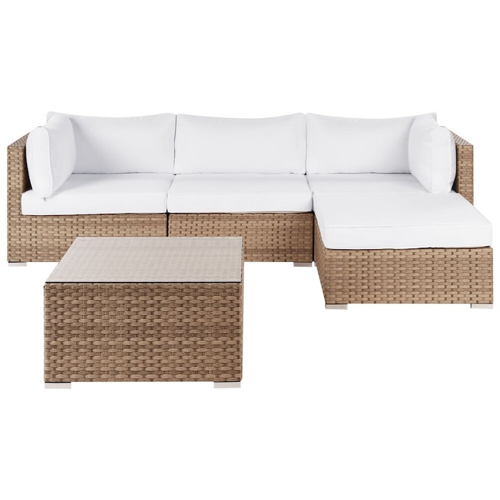 Set coltar pentru gradina cu 4 locuri Sano Stanga Modular Ratan sintetic Natural