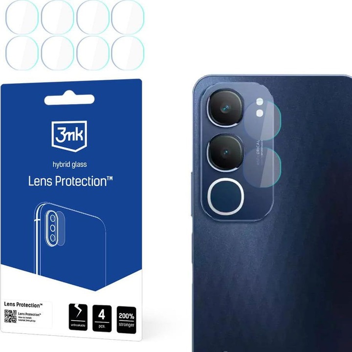 Стъкло за обектив, 3mk Lens Protection за Vivo Y19s, Прозрачен, 4 броя