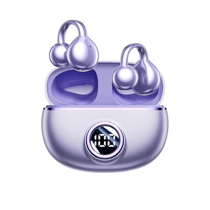 Vezeték nélküli fülhallgató, AI fordítás, 144 nyelv, lila szín, Bluetooth 5.4