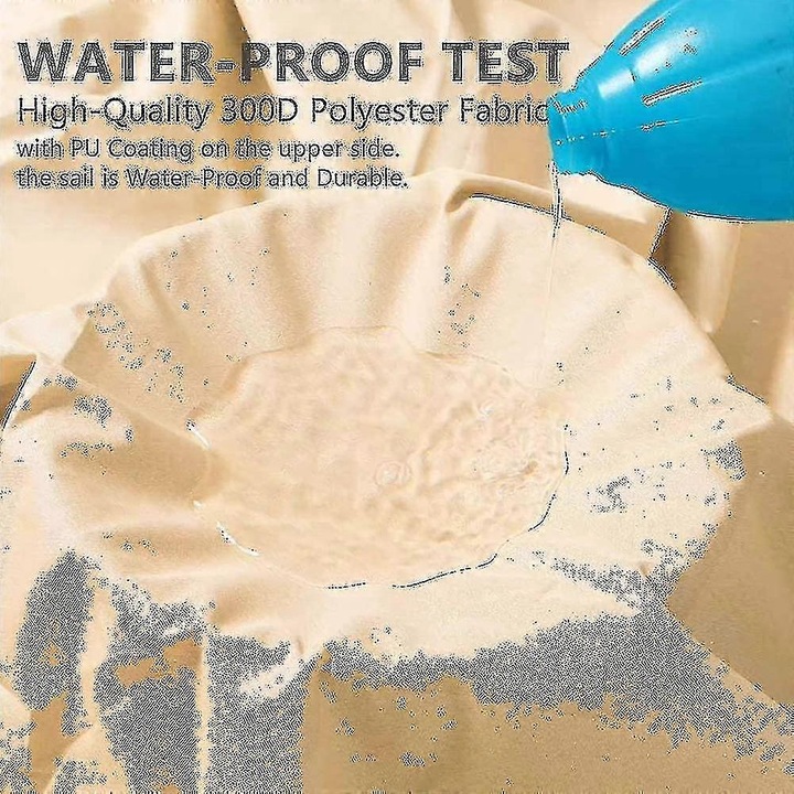 Umbra de soare 3x3x4.3m, crem, material oxford, impermeabil, protectie UV, set cu 3 sfori