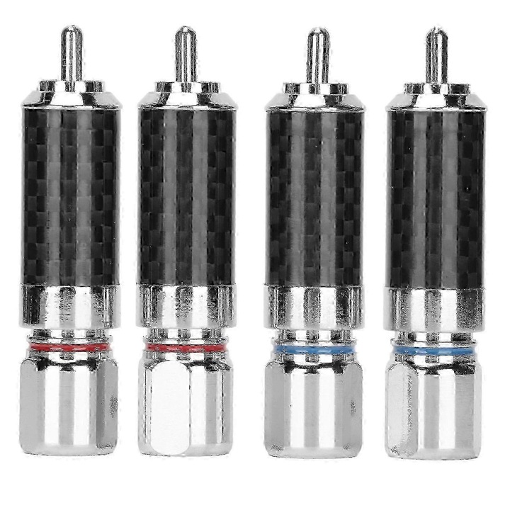 Set 4 conectori RCA, carbon negru, 10mm, pentru echipamente audio profesionale