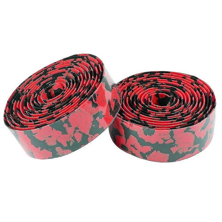 Ghidoline bicicleta, neagra si rosie, set de mansoane, rezistenta la alunecare, usor de instalat