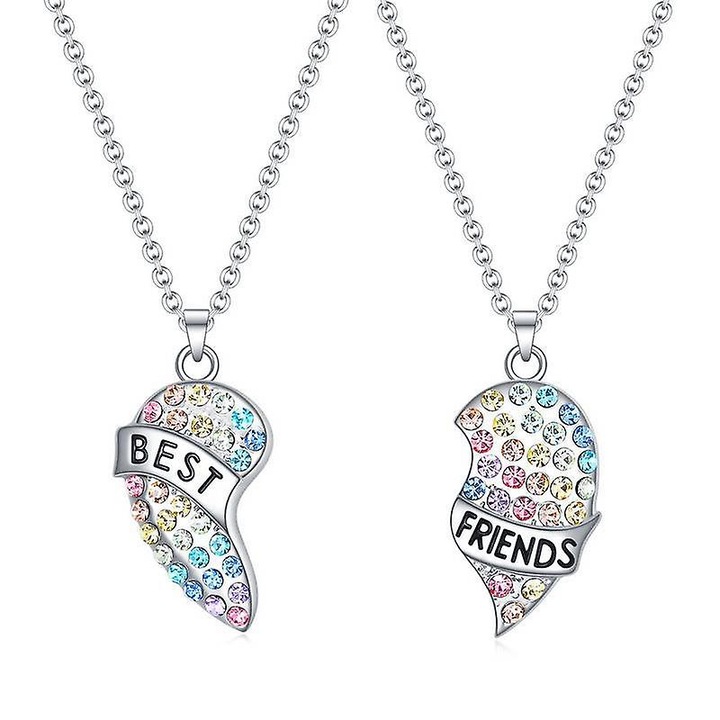 Colier prietenie pentru 2, bijuterii cu pandantiv curcubeu, 16.2 inch, 2 bucati
