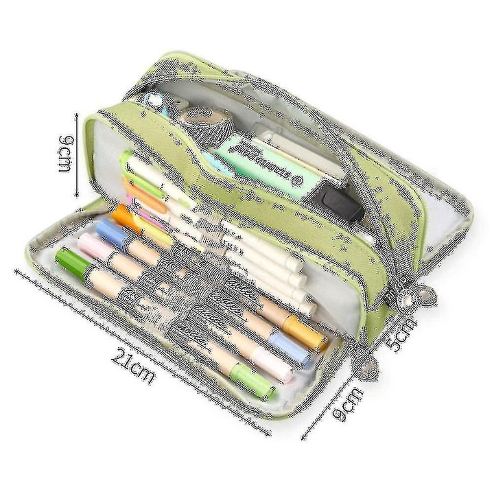 Penare, 3 compartimente, capacitate mare, roz, 8.2x1.9x3.5 inches