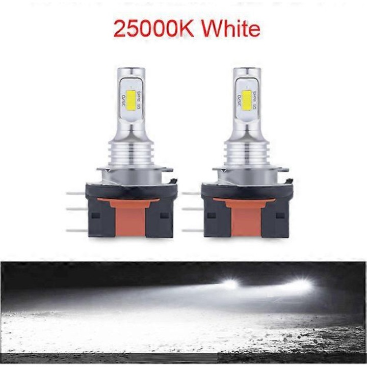 Becuri LED auto set 2 buc, 80W, 30000lm, 6000K, H15/H4/H7, aluminiu