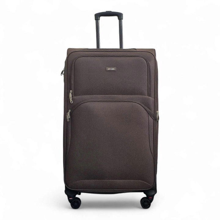 8 kerekű bőrönd szett, bővíthető kialakítás, nylon anyag, barna