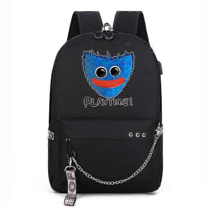 Ghiozdan Poppy Playtime, 31x44x14cm, capacitate 20-35L, impermeabil, pentru laptop 15.6 inch, multicolor
