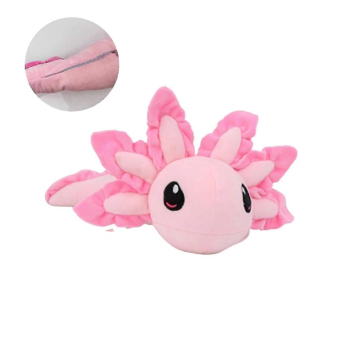 Jucarie de plus Axolotl, 44/75cm, roz, set 1 bucata